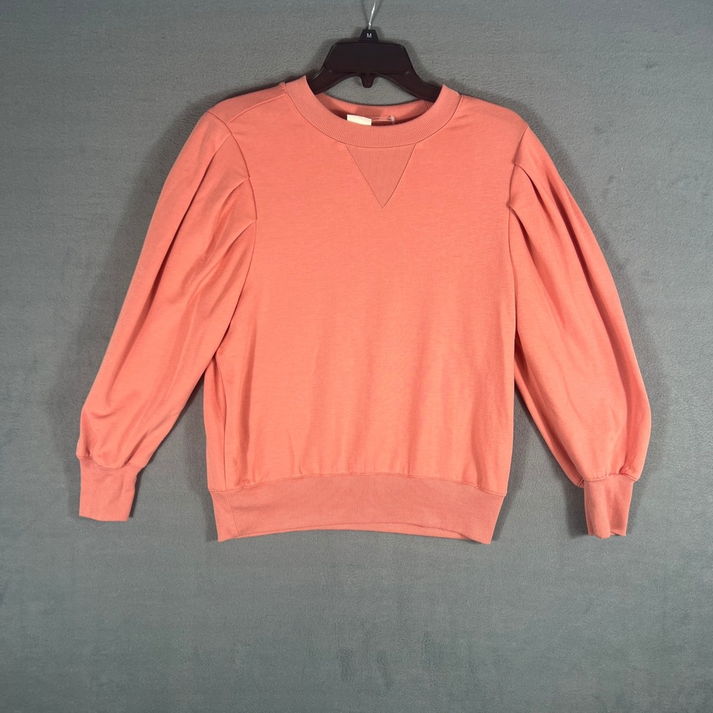 Good Hart Womens Sweatshirt S Coral Pink Puff Shoulder Long Sleeve GH01124T